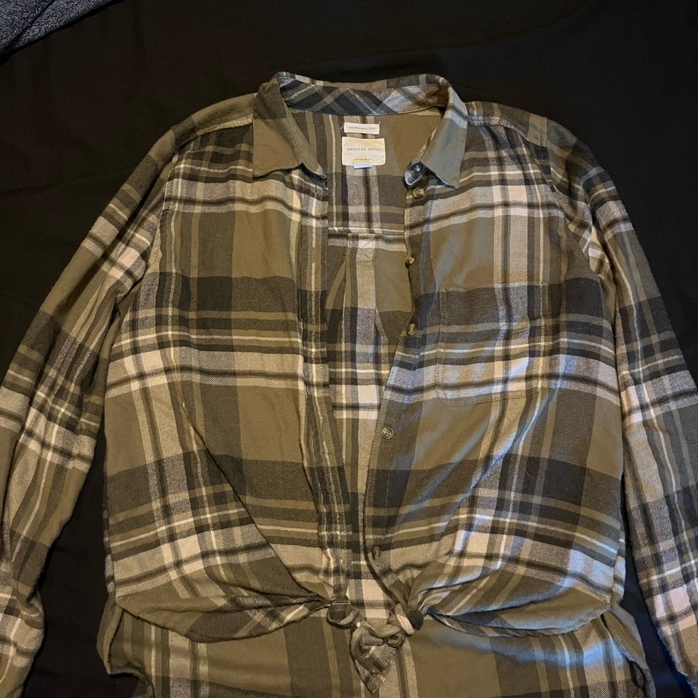American Eagle flannel (green&cream/white)